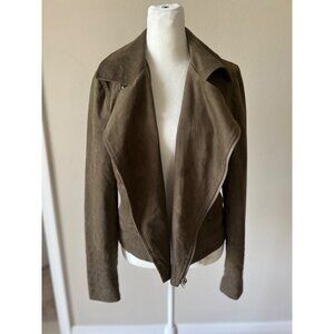 Bloomingdales Bagatelle Suede womens Olive  Bomber Jeacket SMALL